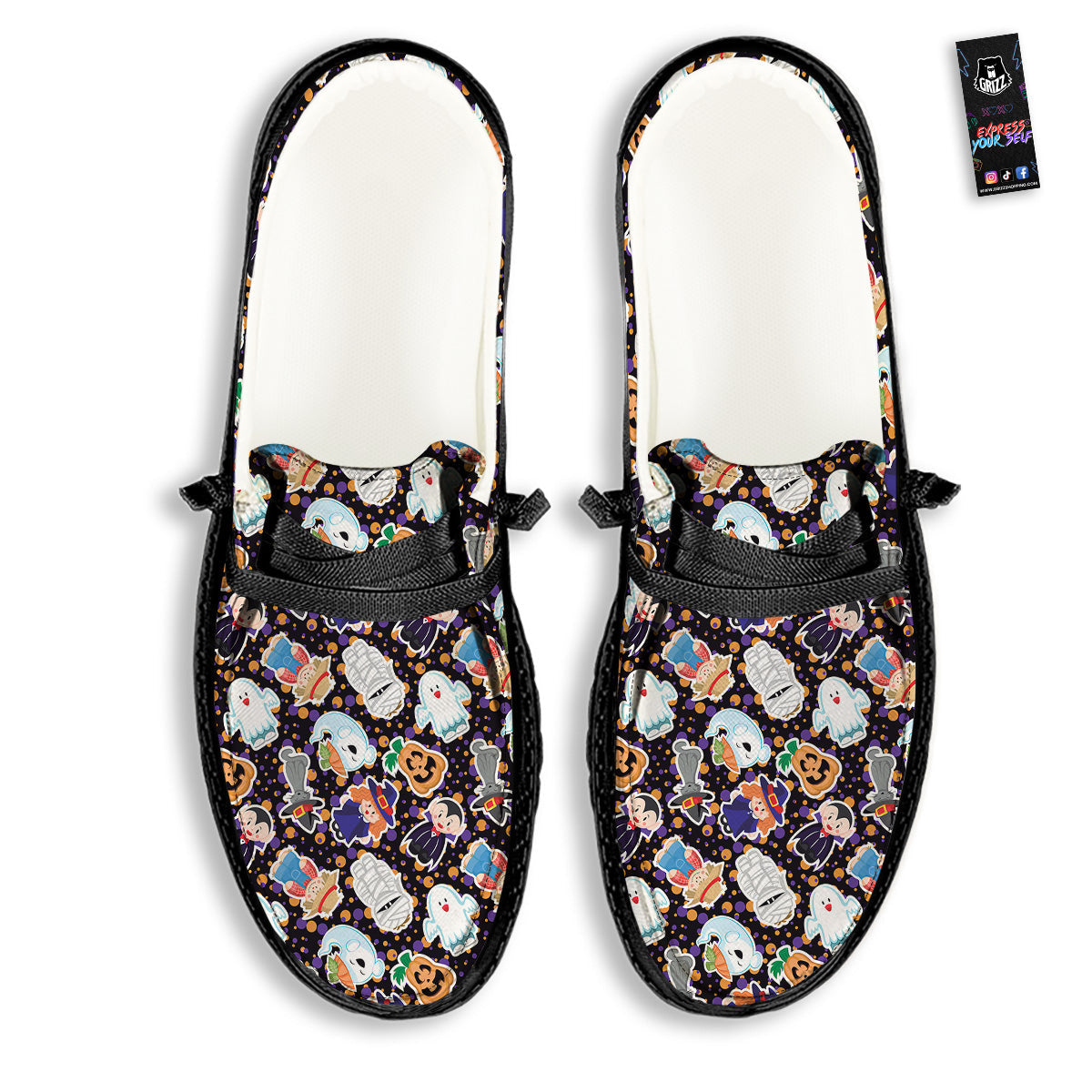 Cute Halloween Print Pattern Black Loafers-grizzshop