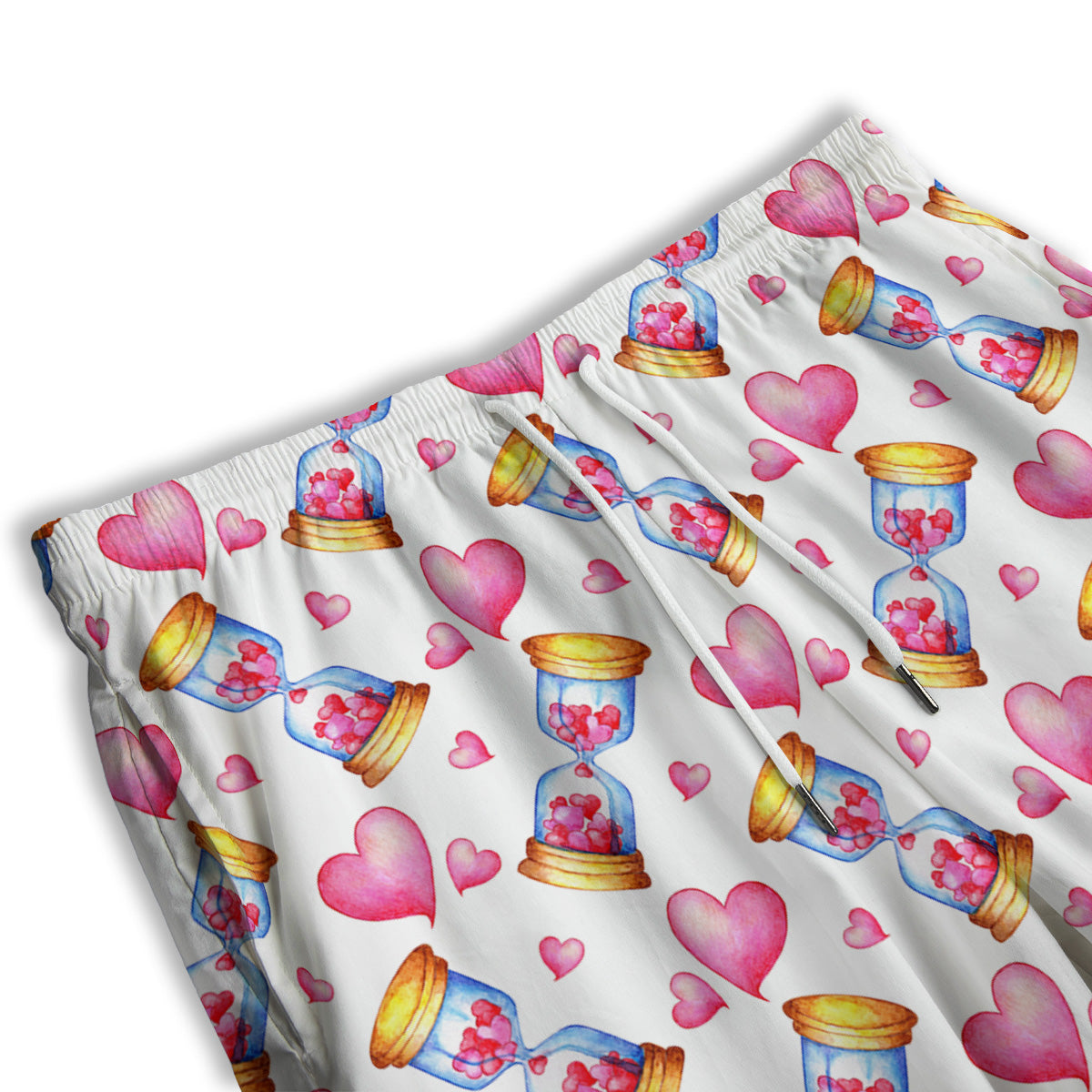 Cute Hourglass Hearts Print Pattern Men's Athletic Shorts