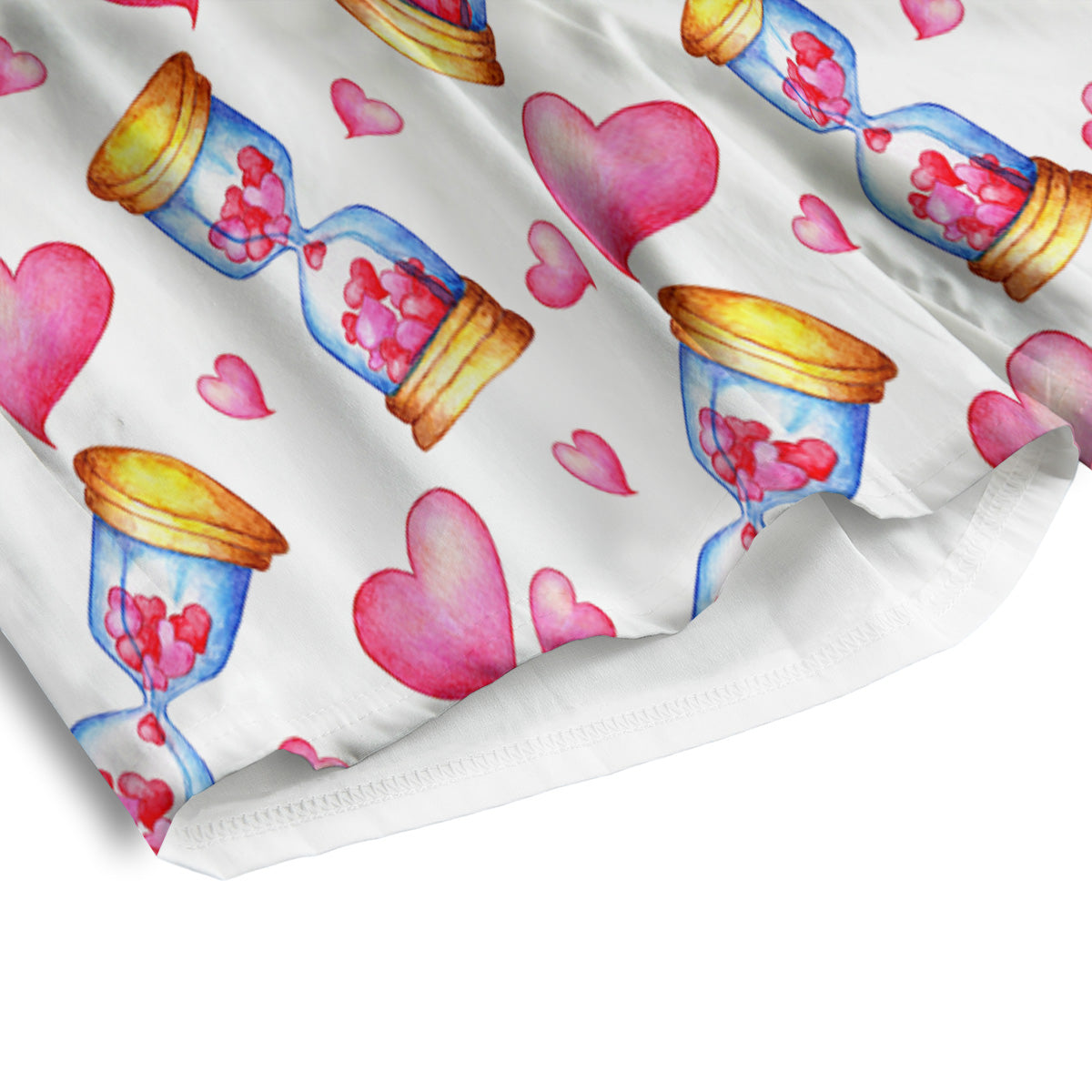 Cute Hourglass Hearts Print Pattern Men's Athletic Shorts