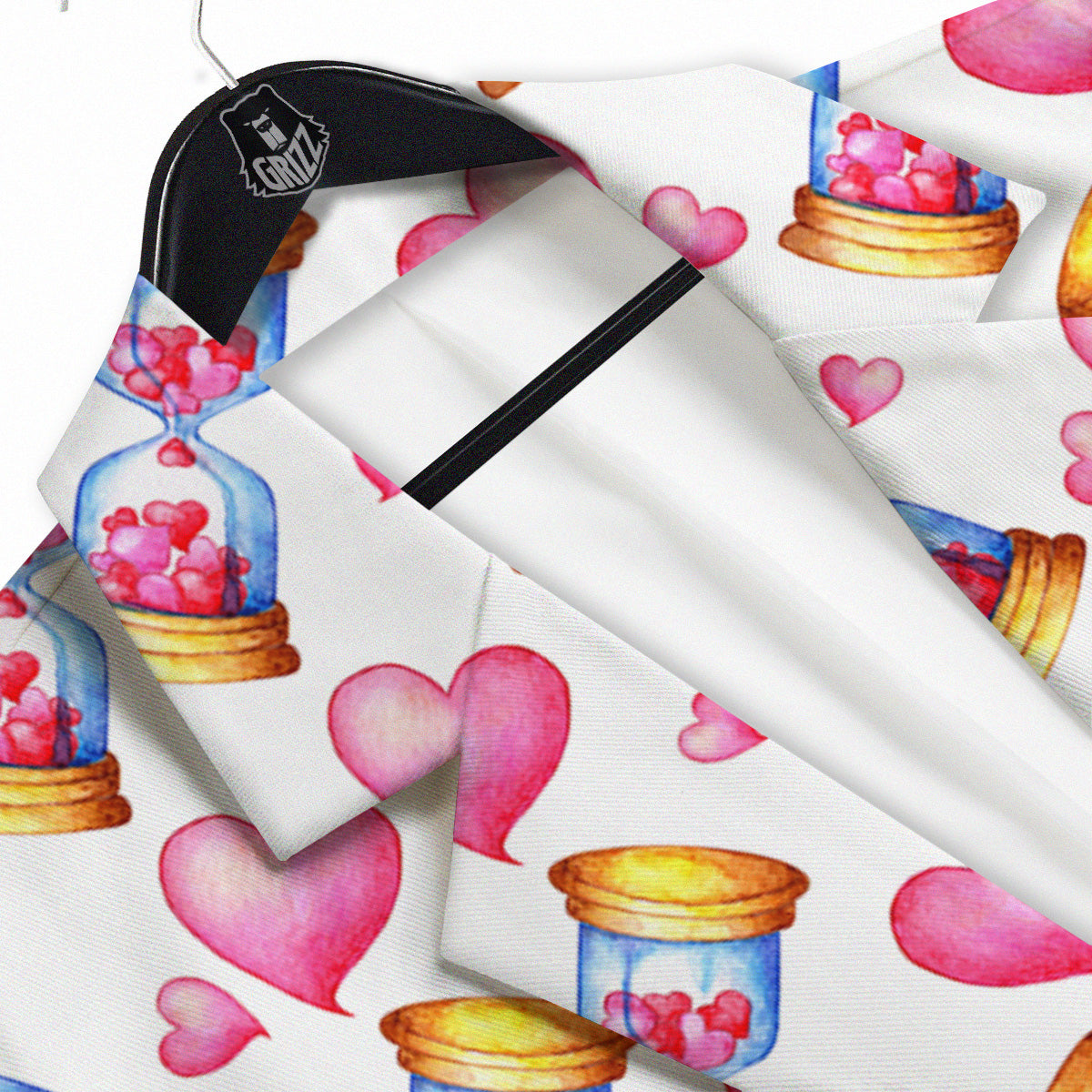 Cute Hourglass Hearts Print Pattern Men's Sport Coat-grizzshop