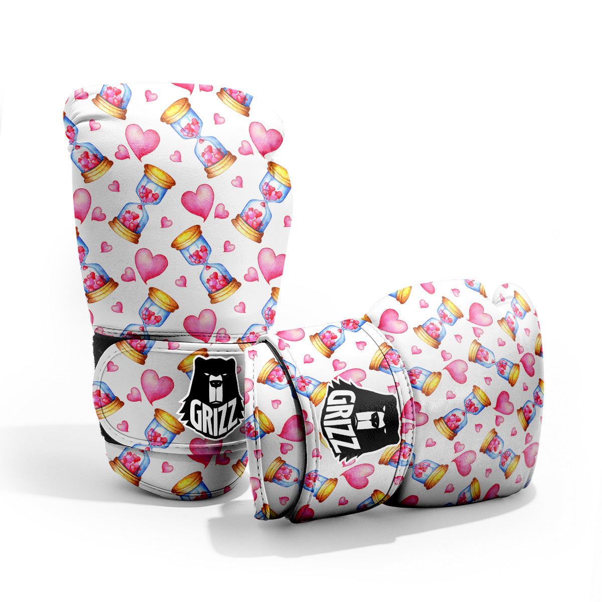 Cute Hourglass Hearts Print Pattern Pro Boxing Glove