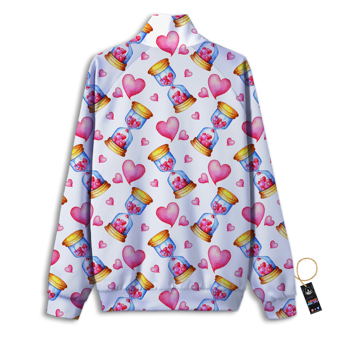 Cute Hourglass Hearts Print Pattern Track Jacket-grizzshop
