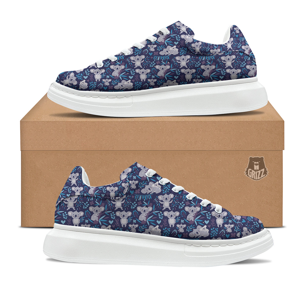 Cute Koala Print Pattern Platform Shoes-grizzshop