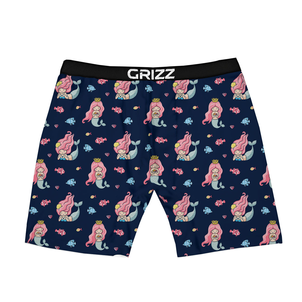 Cute Little Mermaid Print Pattern Boxer Briefs-grizzshop