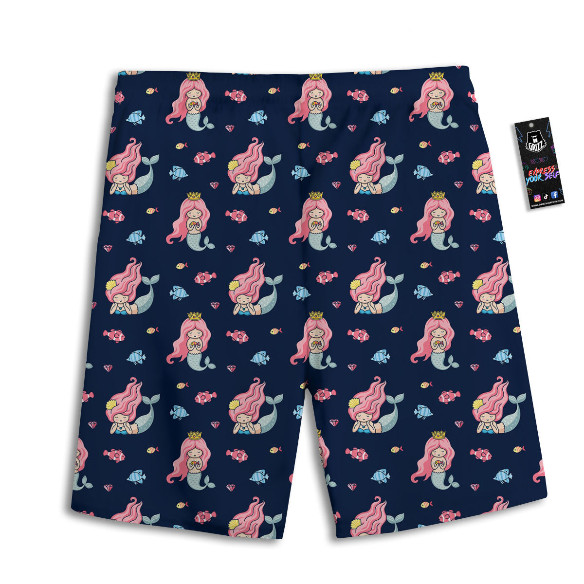 Cute Little Mermaid Print Pattern Men's Athletic Shorts