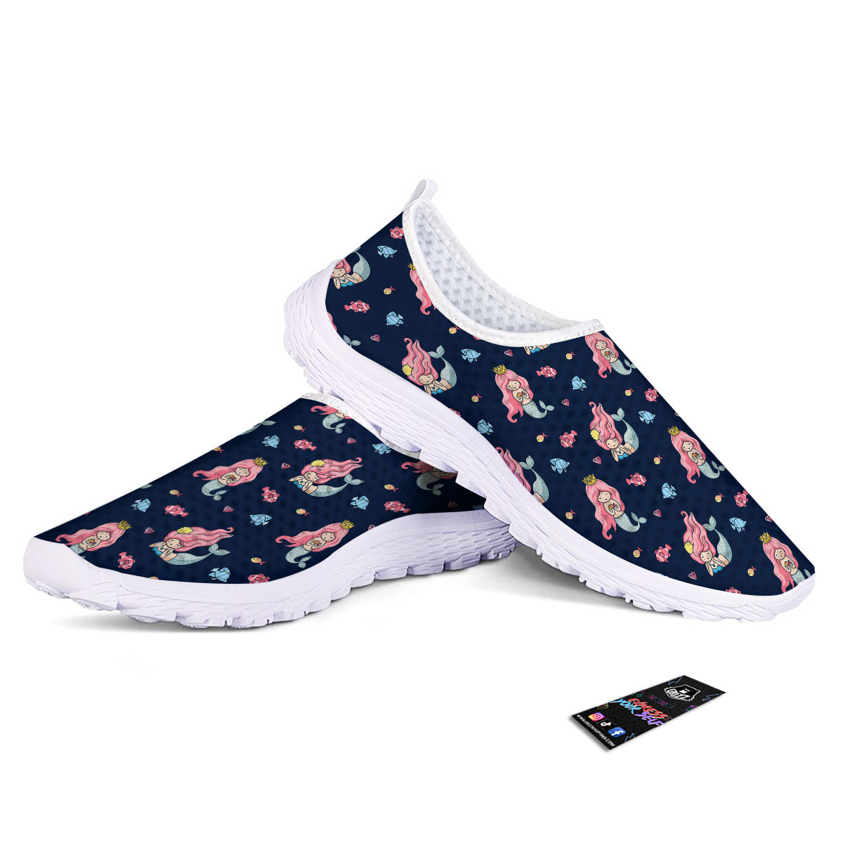 Cute Little Mermaid Print Pattern Nurse Shoes-grizzshop