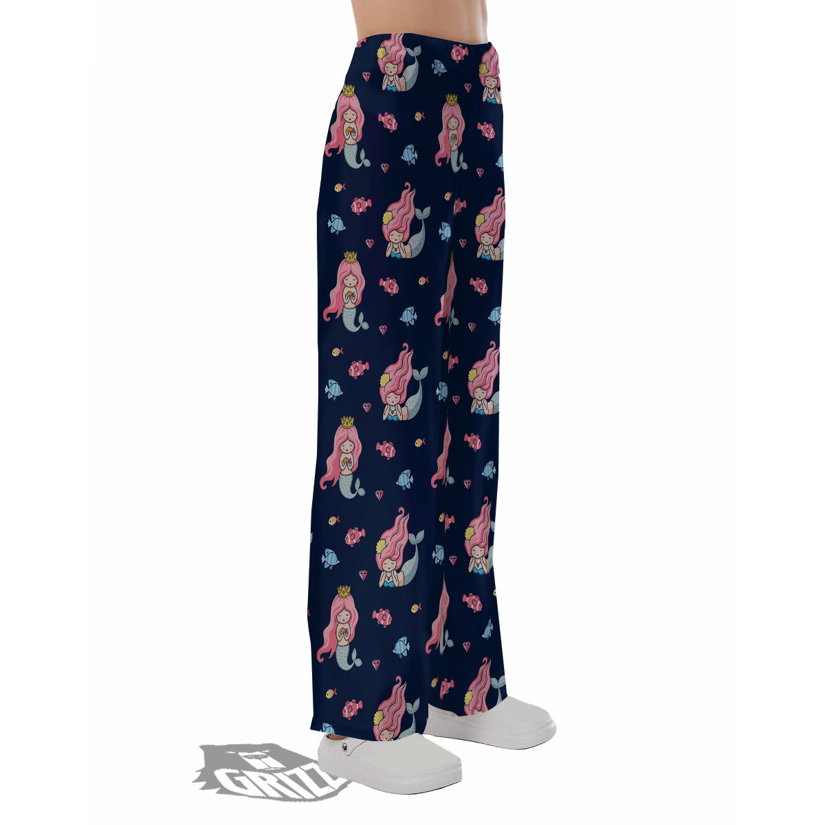 Cute Little Mermaid Print Pattern Pajama Pants-grizzshop