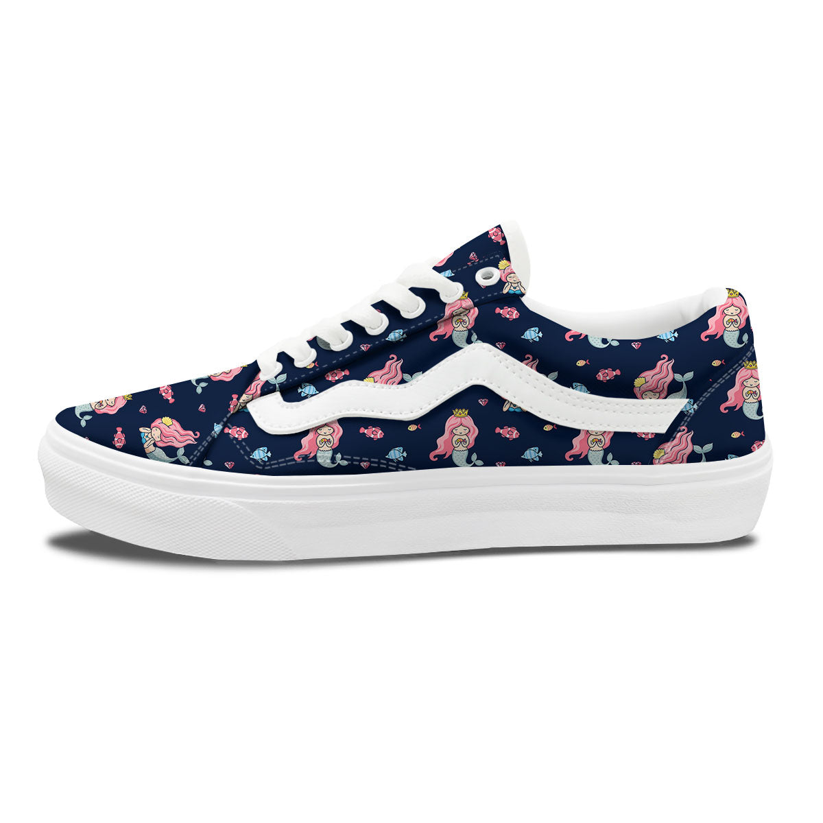 Cute Little Mermaid Print Pattern Skate Shoes-grizzshop