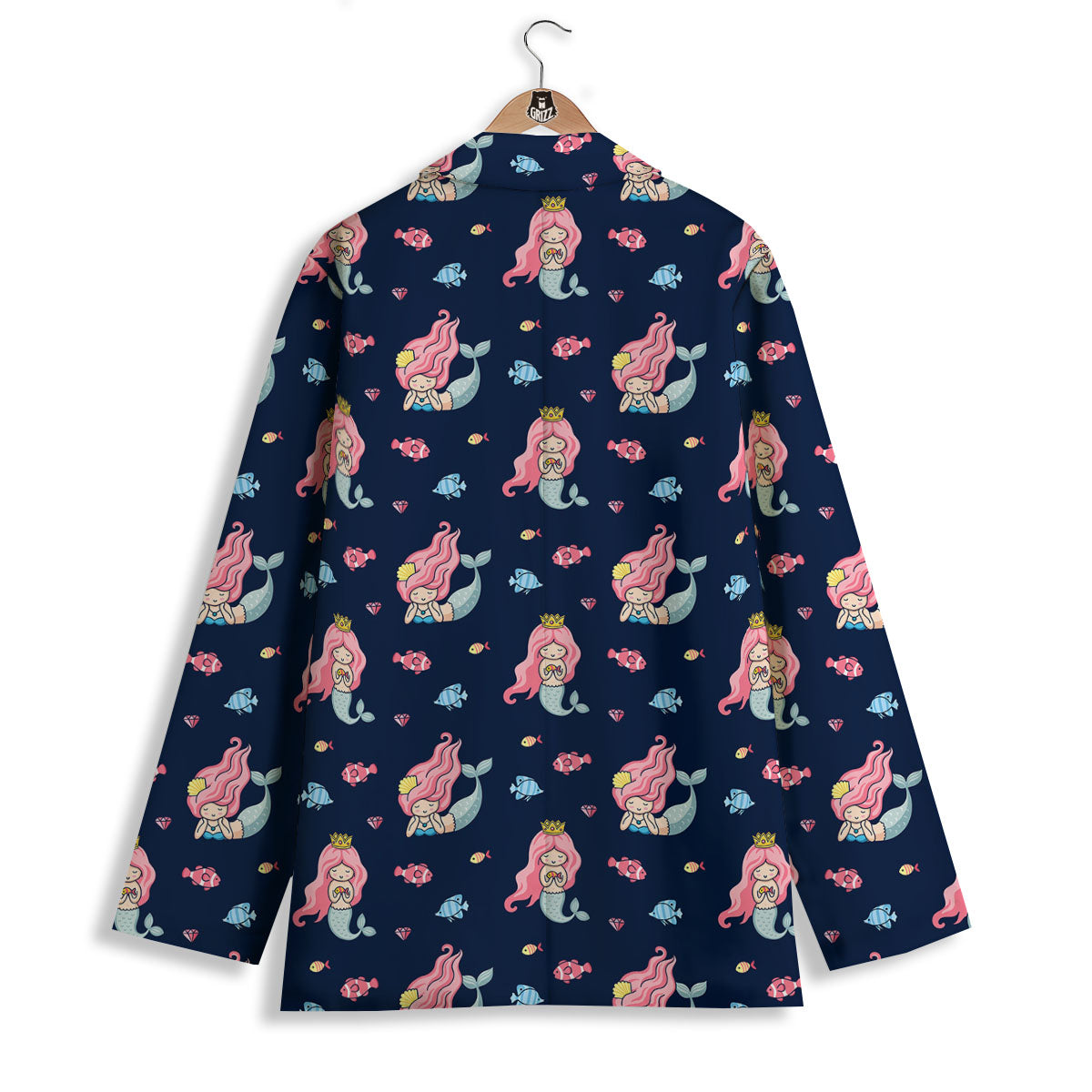 Cute Little Mermaid Print Pattern Women's Blazer-grizzshop
