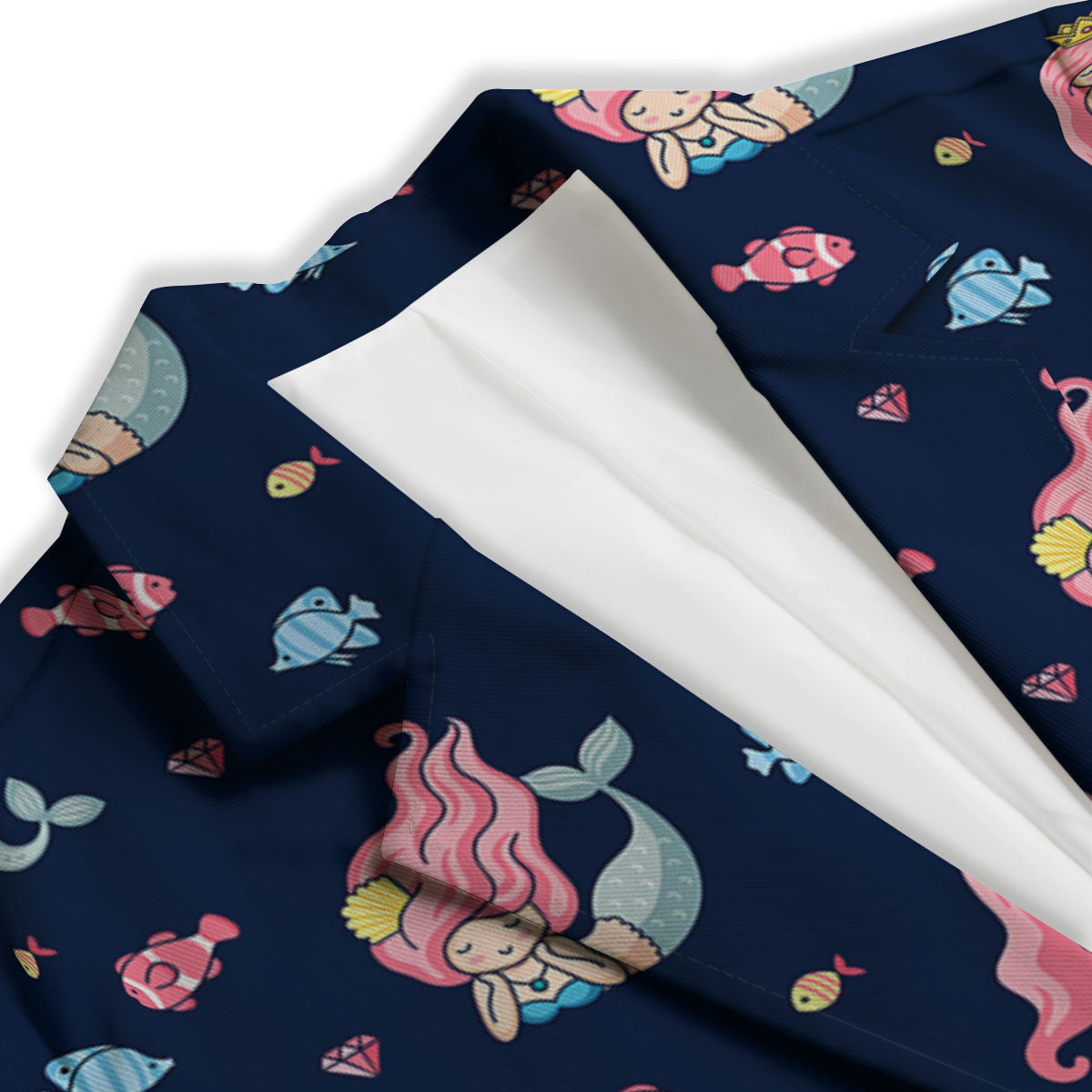 Cute Little Mermaid Print Pattern Women's Blazer-grizzshop