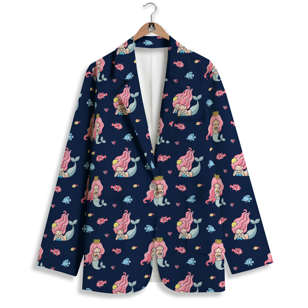 Cute Little Mermaid Print Pattern Women's Blazer-grizzshop