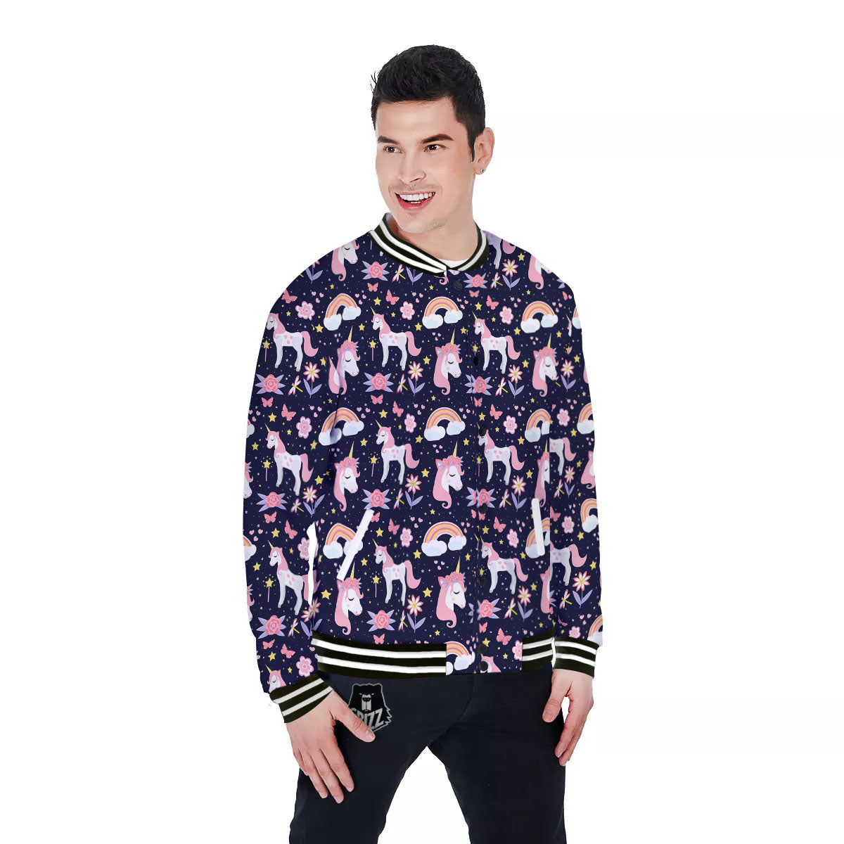 Cute Little Unicorn Print Pattern Baseball Jacket-grizzshop