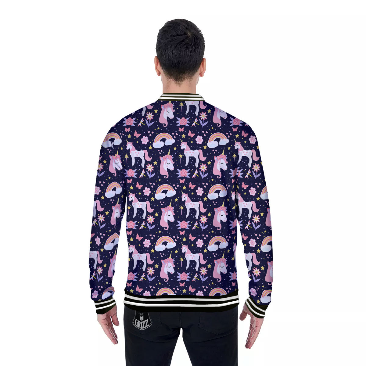 Cute Little Unicorn Print Pattern Baseball Jacket-grizzshop