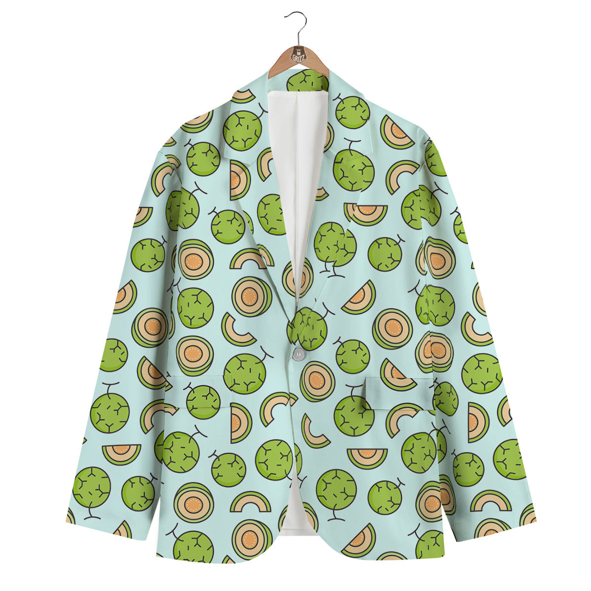 Cute Melon Print Pattern Men's Blazer-grizzshop