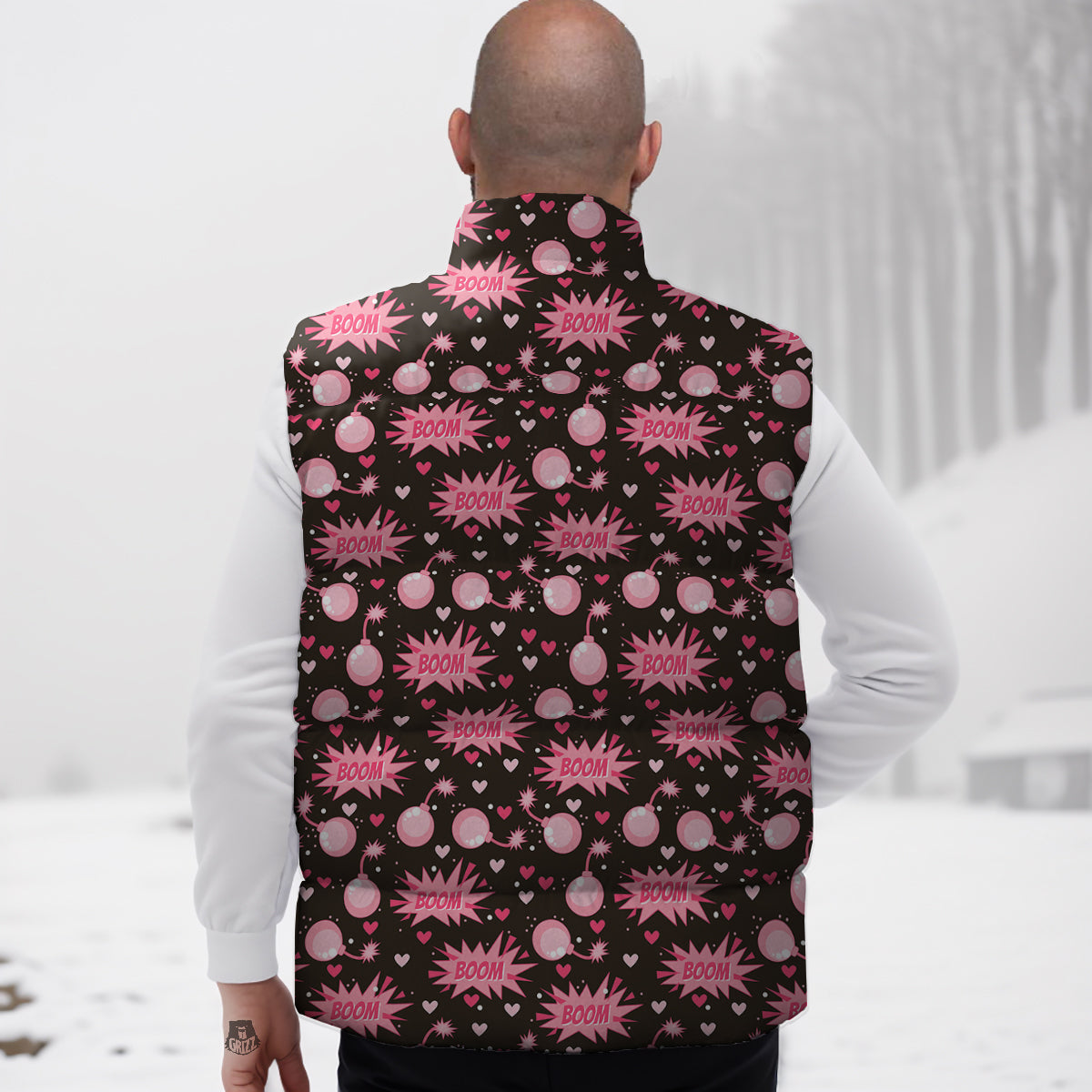 Cute Monster Print Pattern Down Vest-grizzshop
