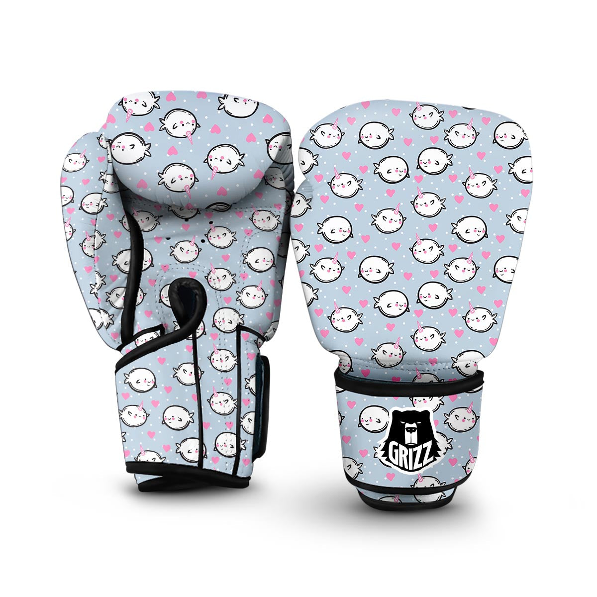 Cute Narwhal Pattern Print Boxing Gloves-grizzshop
