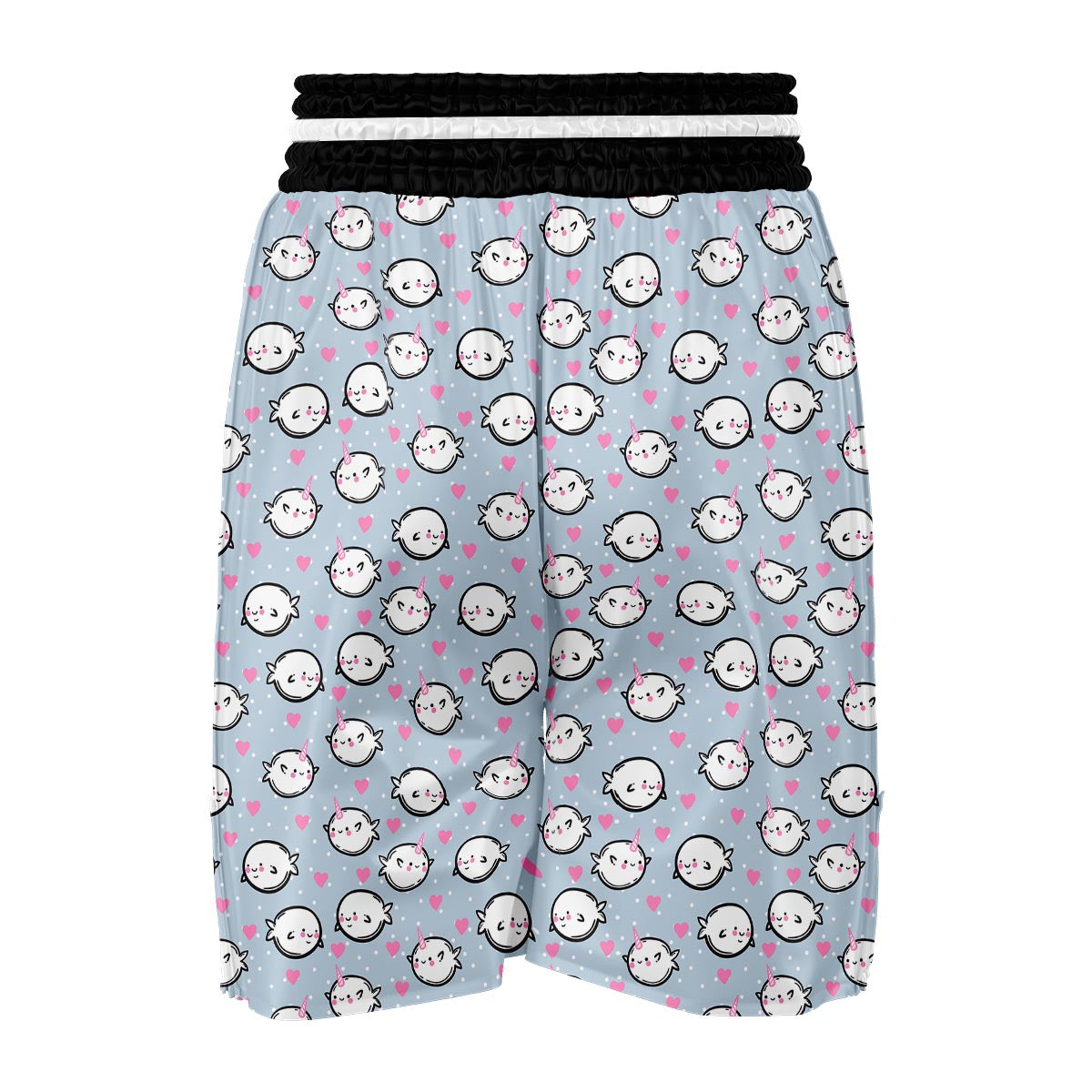Cute Narwhal Pattern Print Boxing Shorts-grizzshop