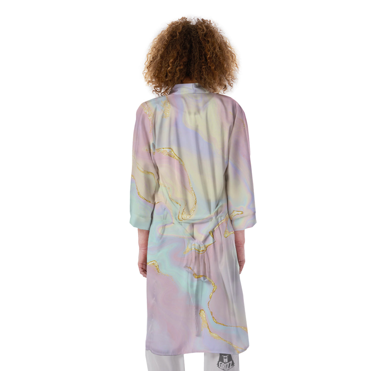 Cute Pastel Gold Marble Print Kimono-grizzshop