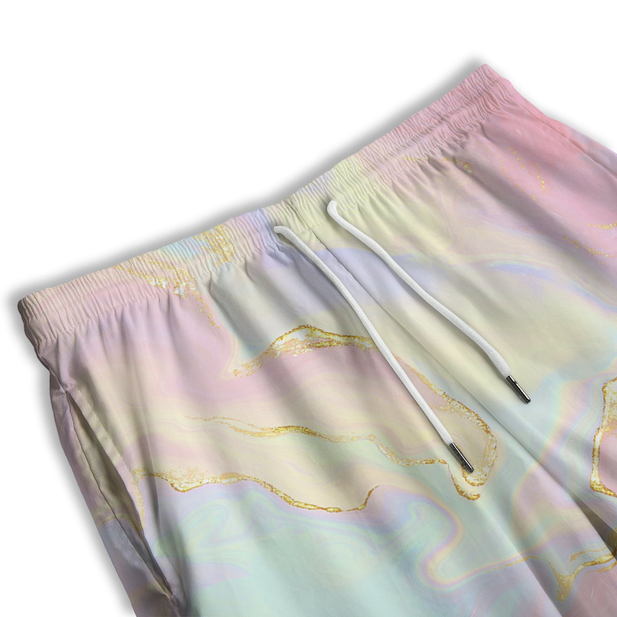 Cute Pastel Gold Marble Print Men's Athletic Shorts