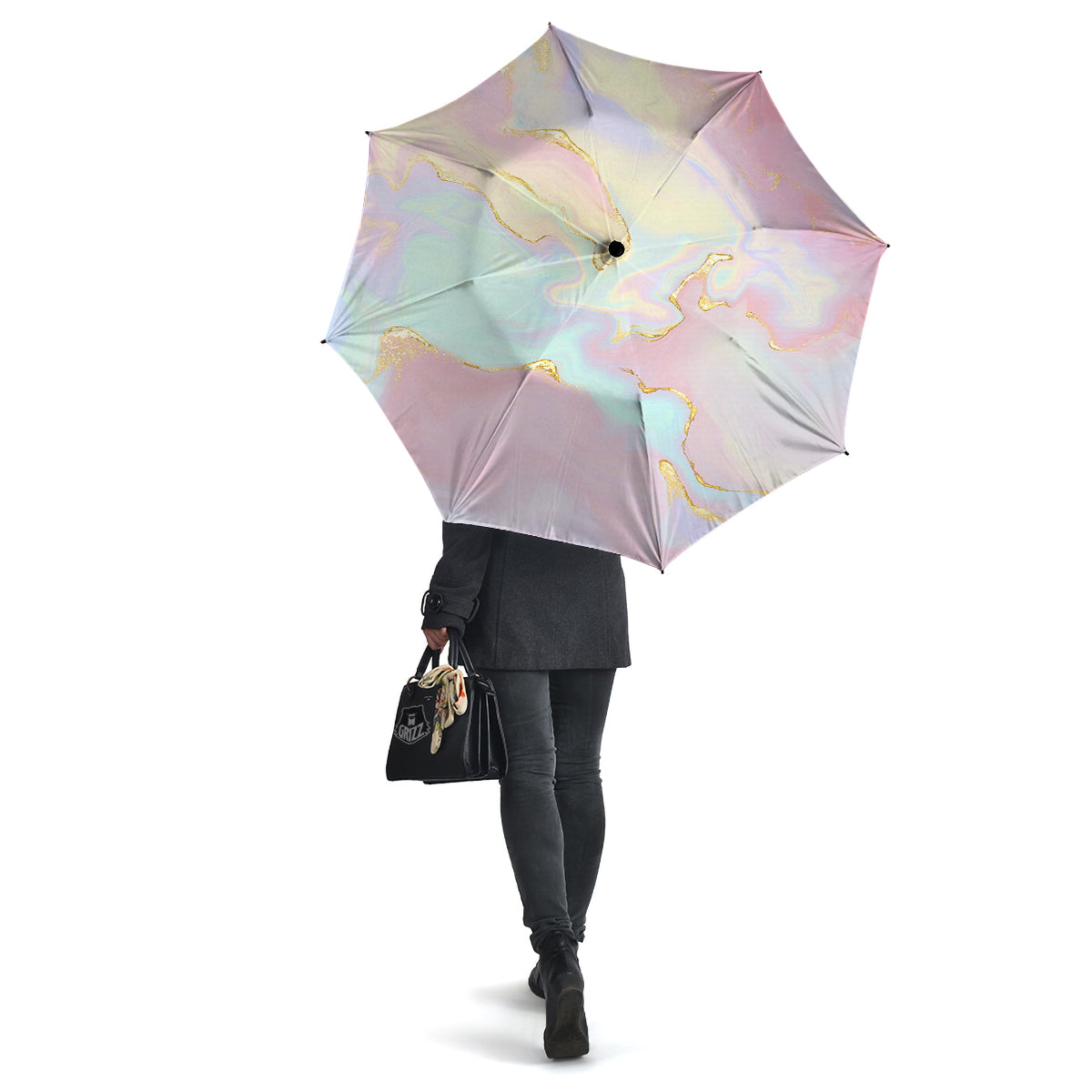 Cute Pastel Gold Marble Print Umbrella-grizzshop
