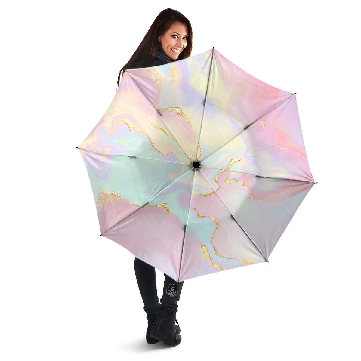 Cute Pastel Gold Marble Print Umbrella-grizzshop