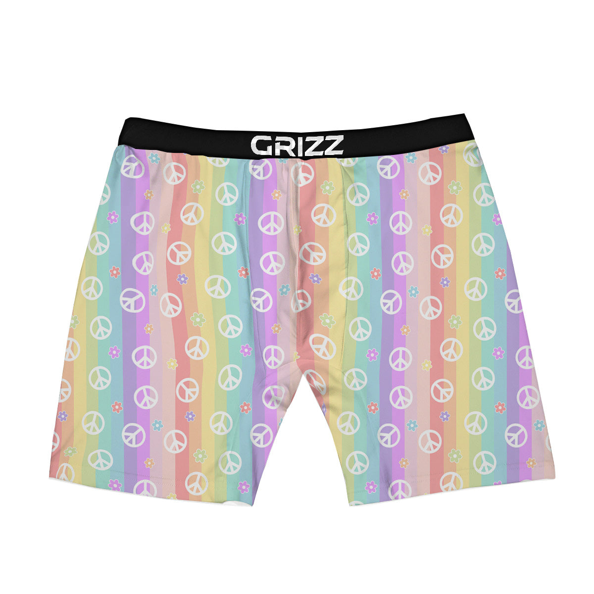 Cute Peace Symbol And Daisy Print Pattern Boxer Briefs-grizzshop