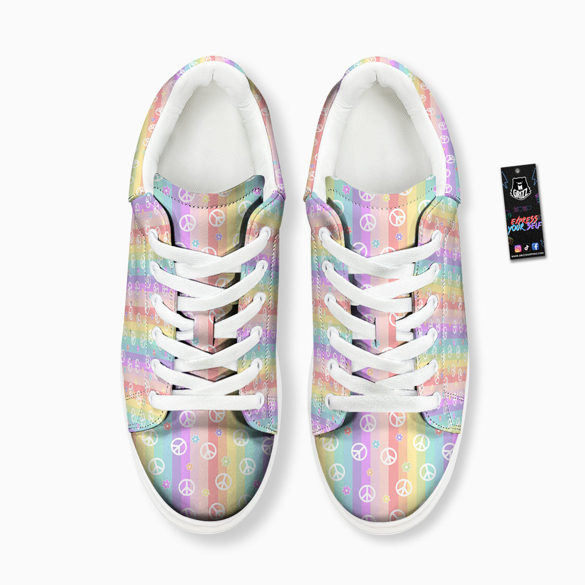 Cute Peace Symbol And Daisy Print Pattern Platform Shoes-grizzshop