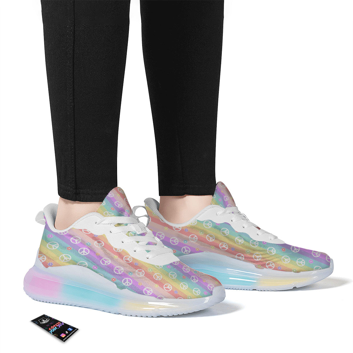 Cute Peace Symbol And Daisy Print Pattern Running Sneakers-grizzshop