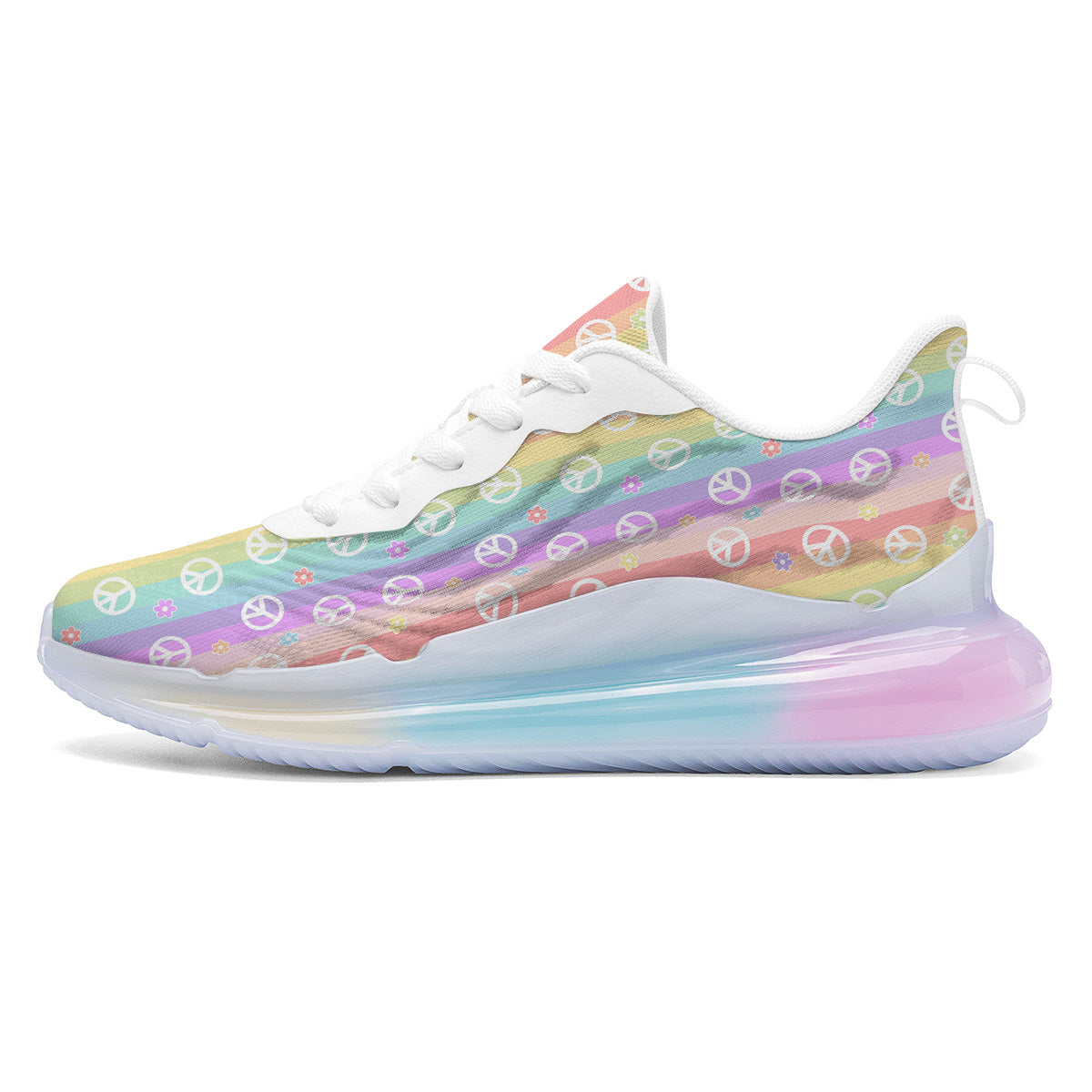 Cute Peace Symbol And Daisy Print Pattern Running Sneakers-grizzshop