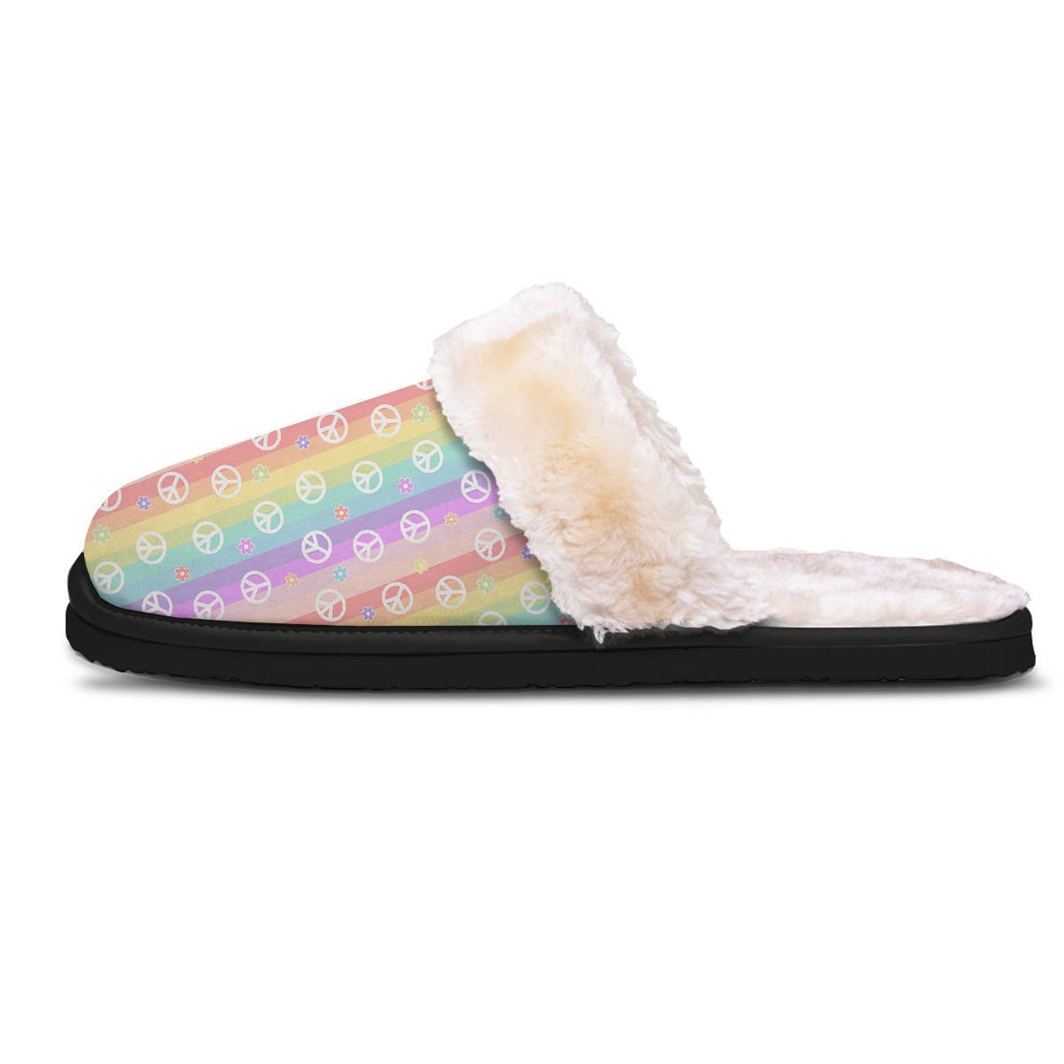 Cute Peace Symbol And Daisy Print Pattern Slippers-grizzshop