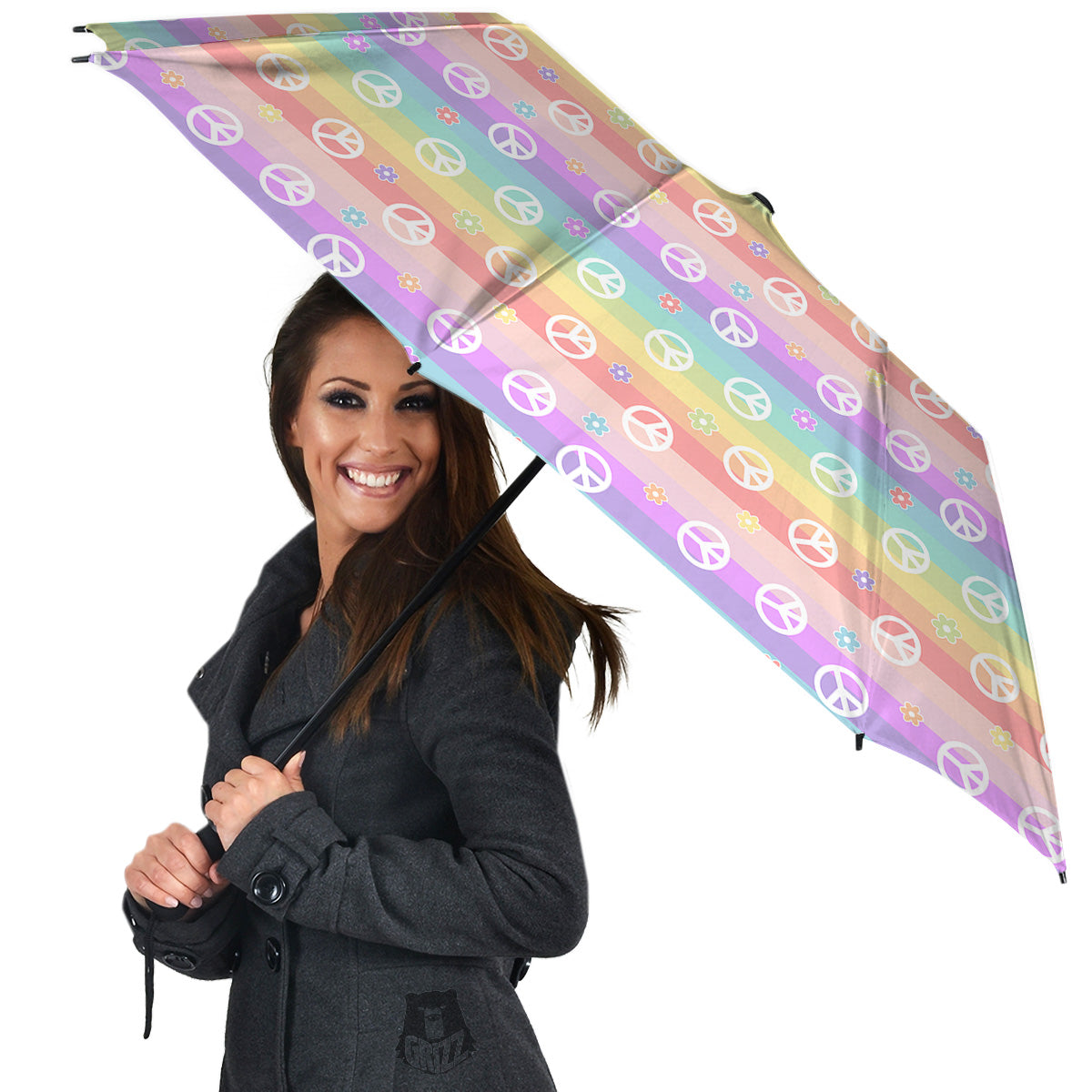 Cute Peace Symbol And Daisy Print Pattern Umbrella-grizzshop