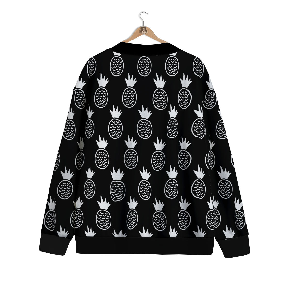 Cute Pineapple Black Print Pattern Cardigan-grizzshop
