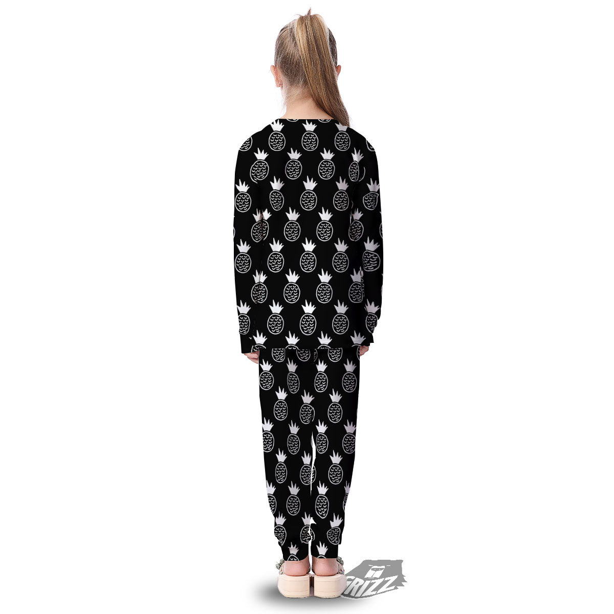 Cute Pineapple Black Print Pattern Kid's Pajamas-grizzshop