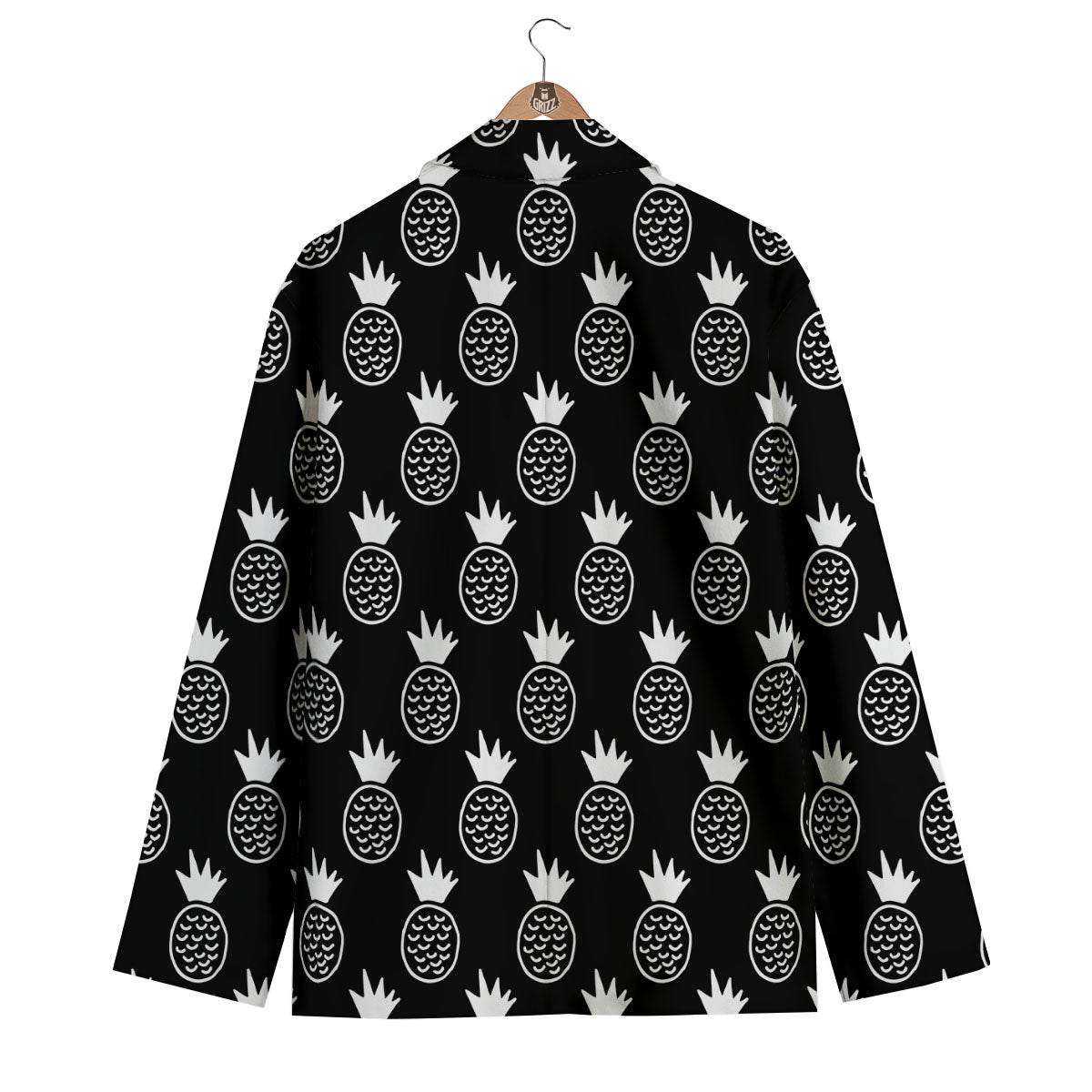 Cute Pineapple Black Print Pattern Men's Blazer-grizzshop