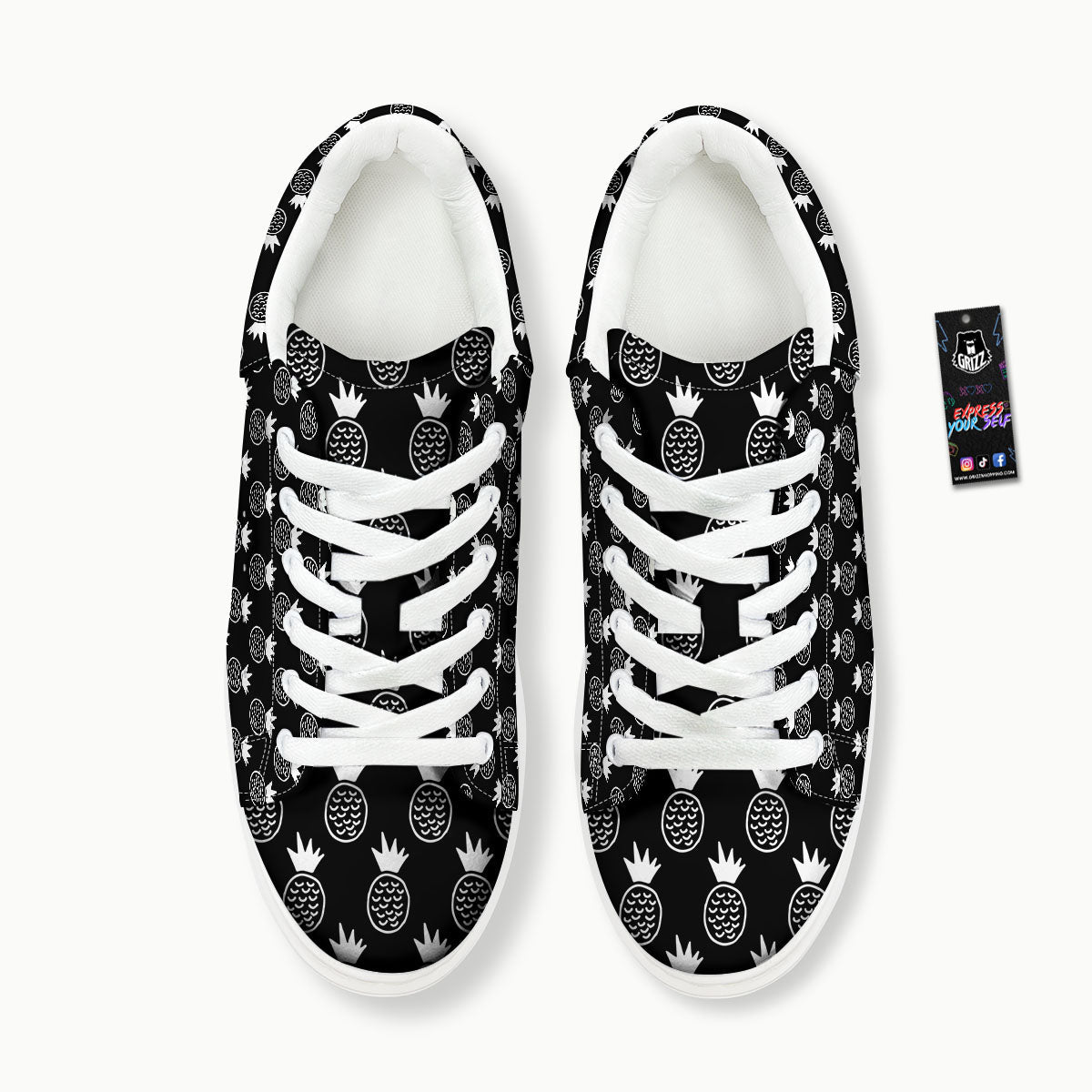 Cute Pineapple Black Print Pattern Platform Shoes-grizzshop