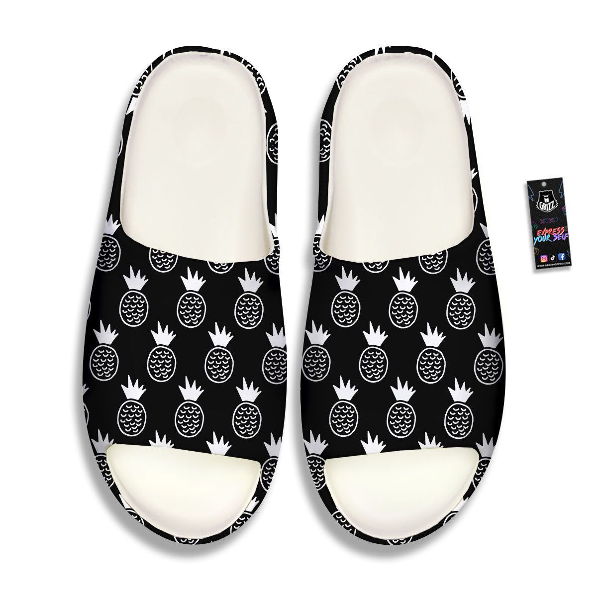 Cute Pineapple Black Print Pattern Sandals-grizzshop