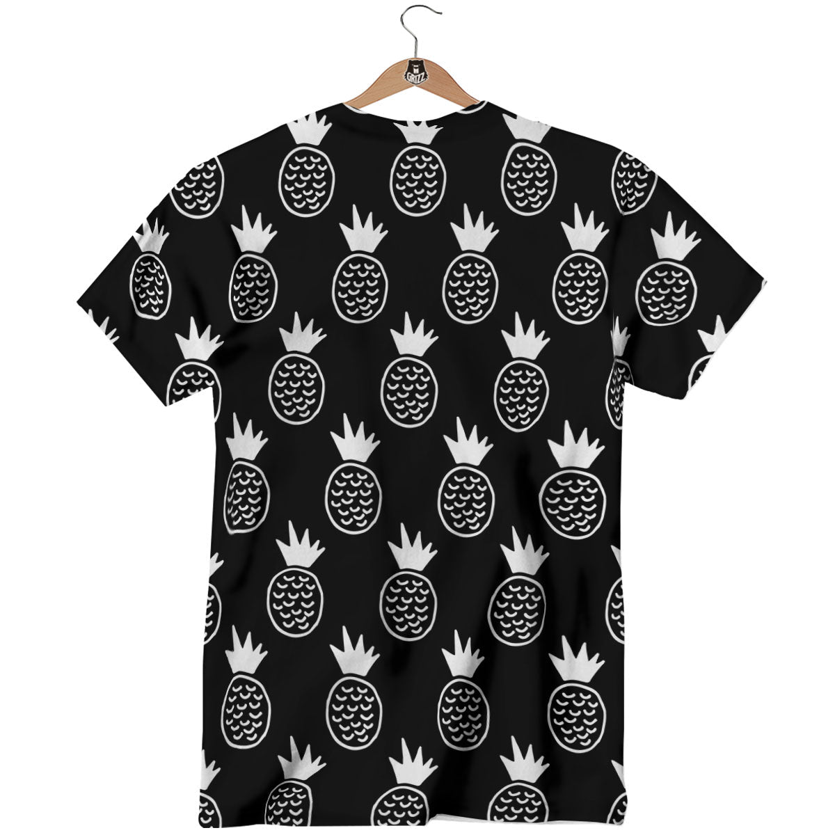 Cute Pineapple Black Print Pattern T-Shirt-grizzshop