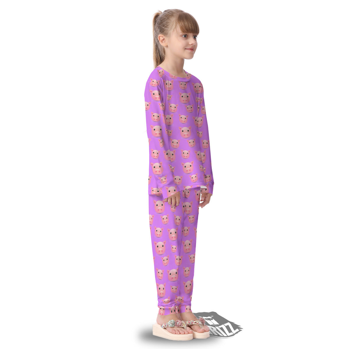 Cute Pink Pig Face Emoji Print Pattern Kid's Pajamas-grizzshop