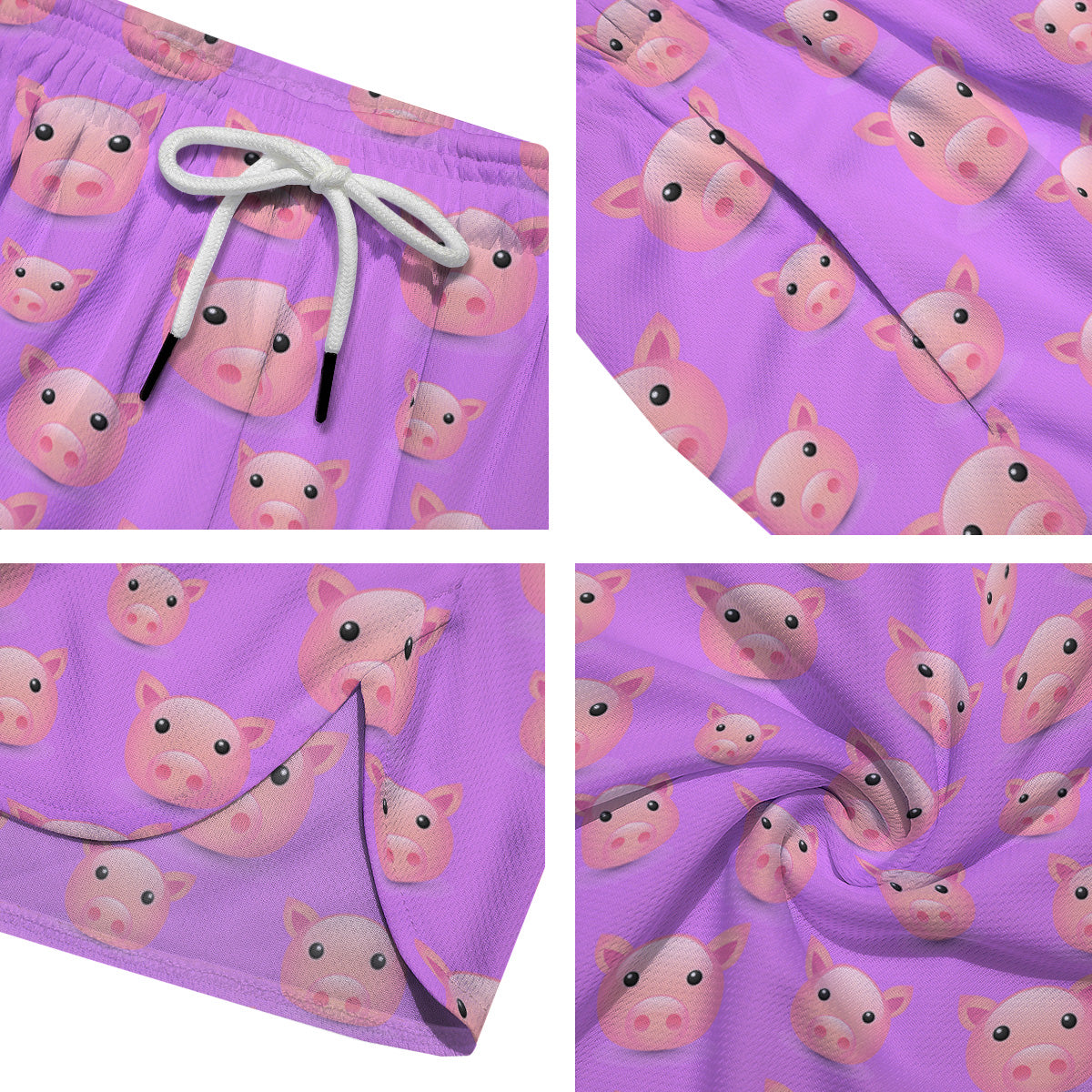 Cute Pink Pig Face Emoji Print Pattern Men's Running Shorts-grizzshop