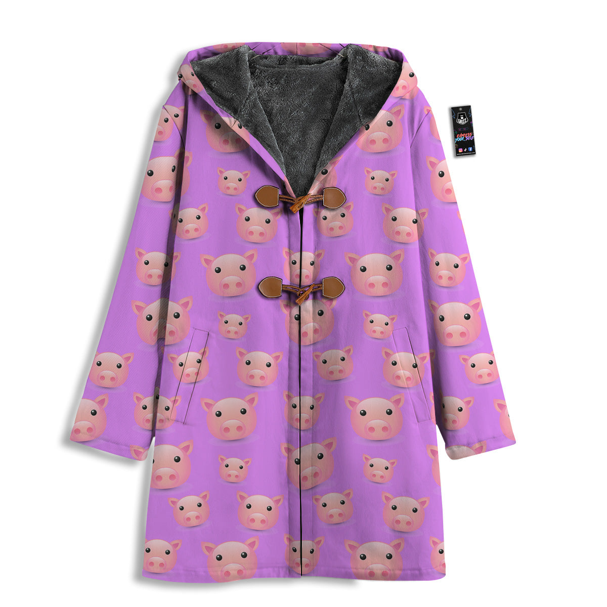 Cute Pink Pig Face Emoji Print Pattern Men's Windbreaker Jacket-grizzshop