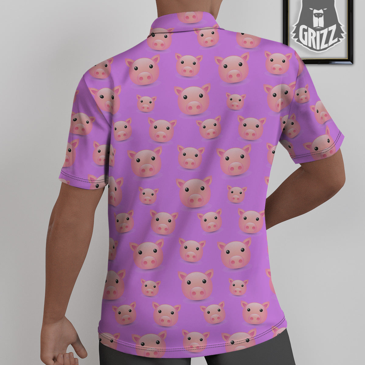 Cute Pink Pig Face Emoji Print Pattern Untucked Shirts-grizzshop