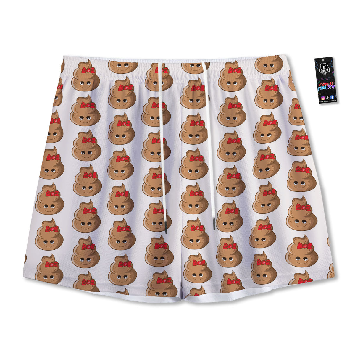 Cute Poop Print Pattern Mesh Shorts-grizzshop