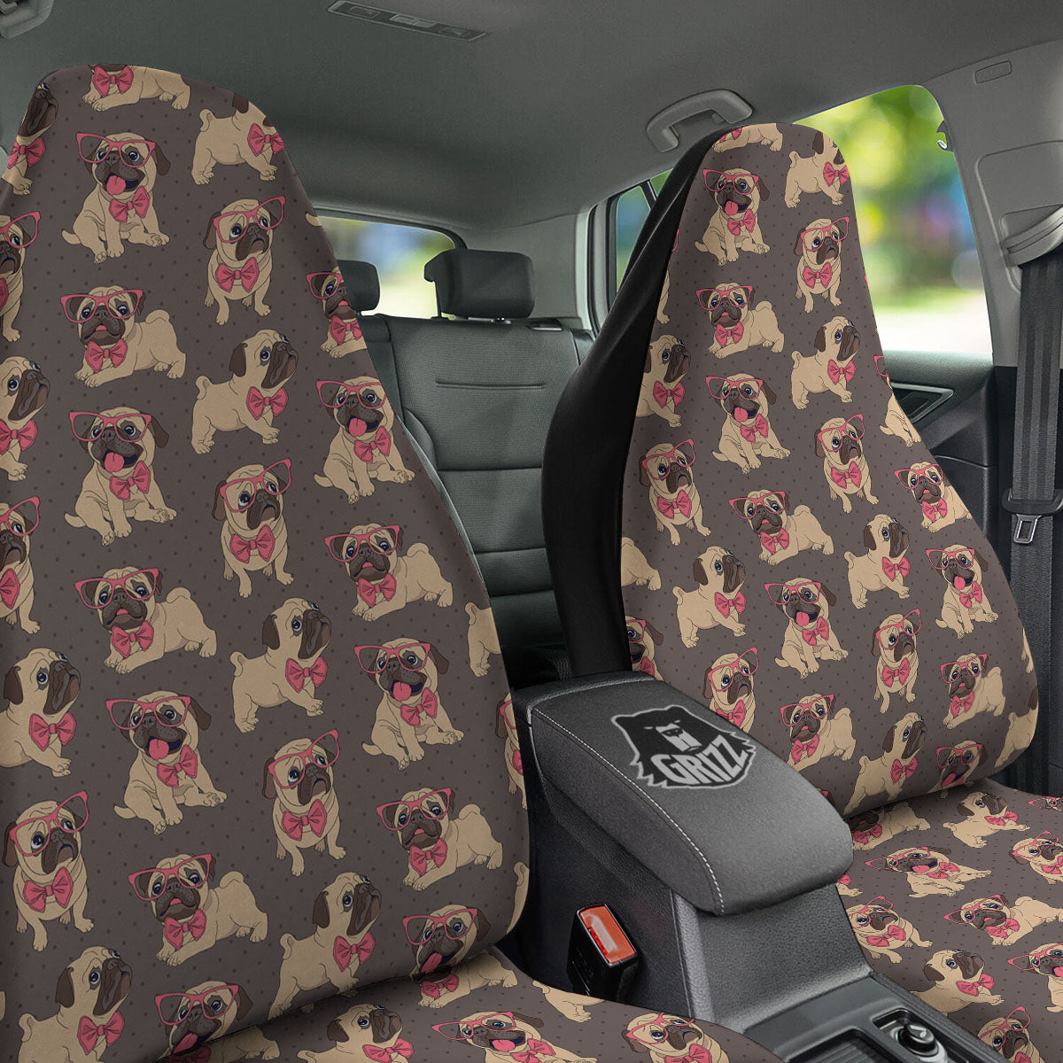Cute Pug Print Pattern Car Seat Covers-grizzshop