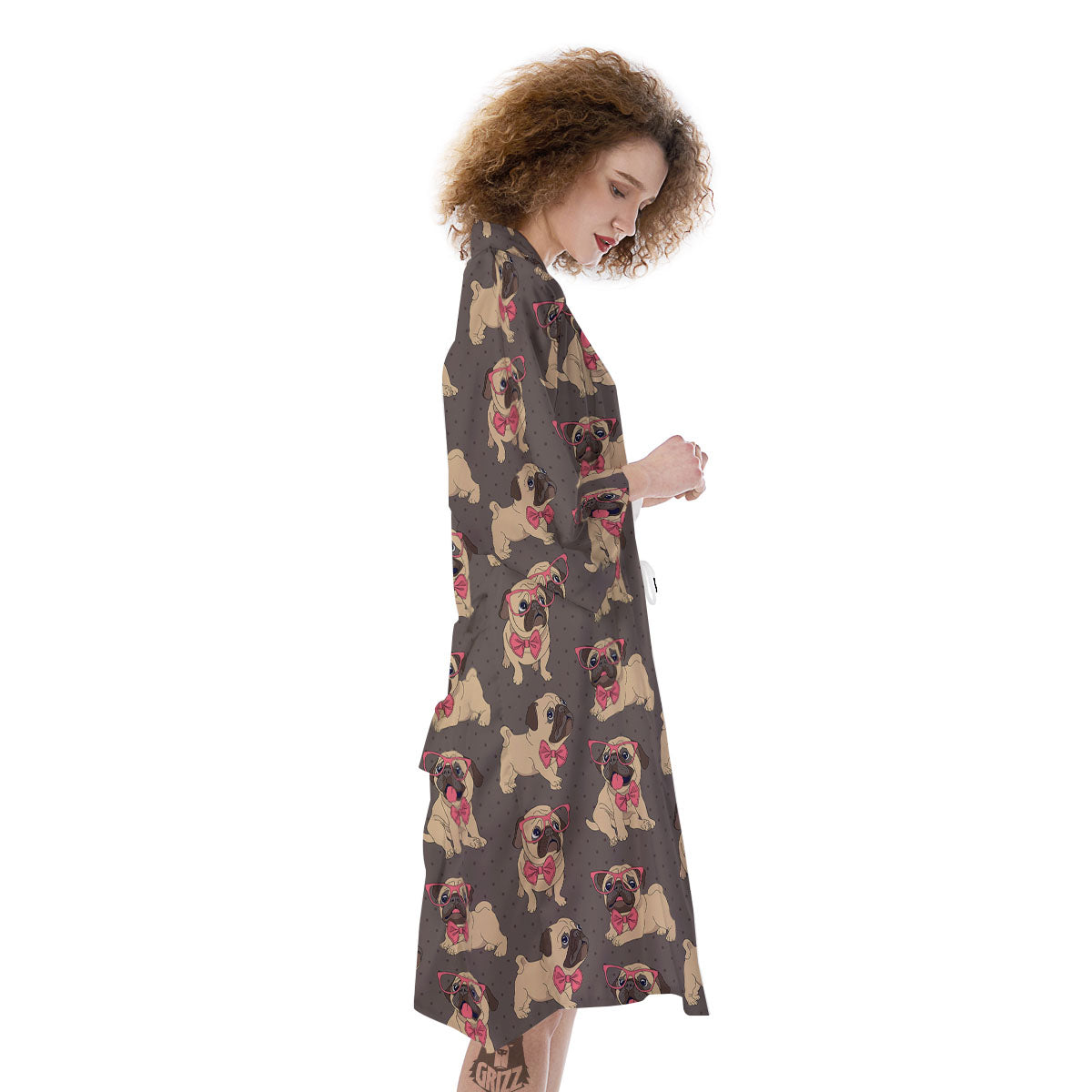 Cute Pug Print Pattern Kimono-grizzshop