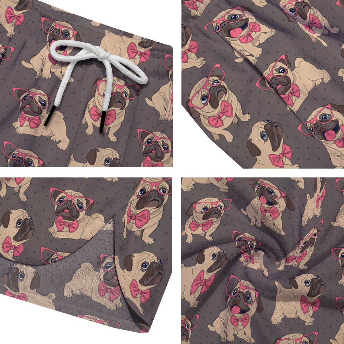 Cute Pug Print Pattern Men's Running Shorts-grizzshop