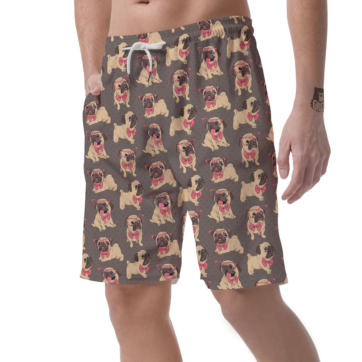Cute Pug Print Pattern Men's Shorts-grizzshop