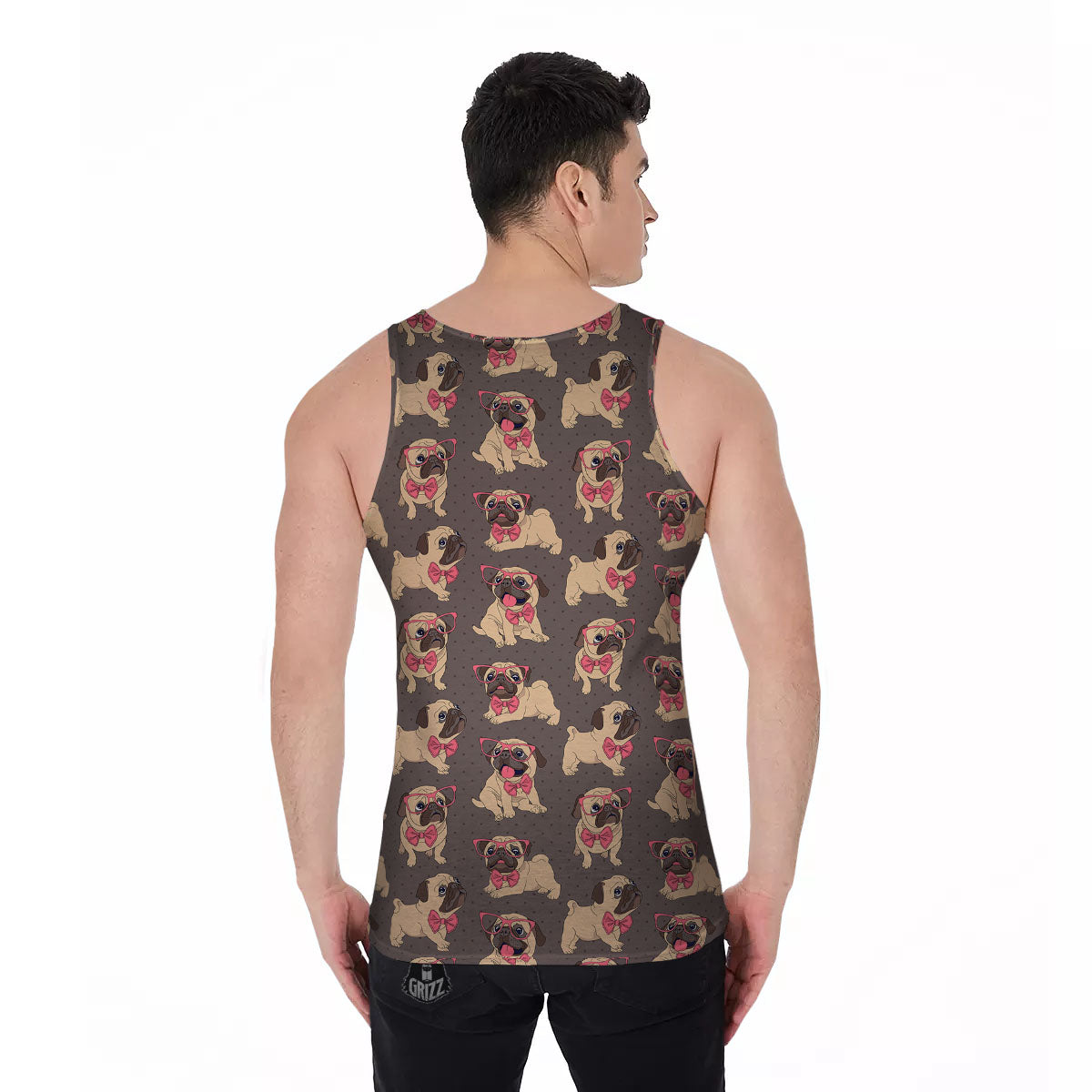 Cute Pug Print Pattern Men's Tank Top-grizzshop