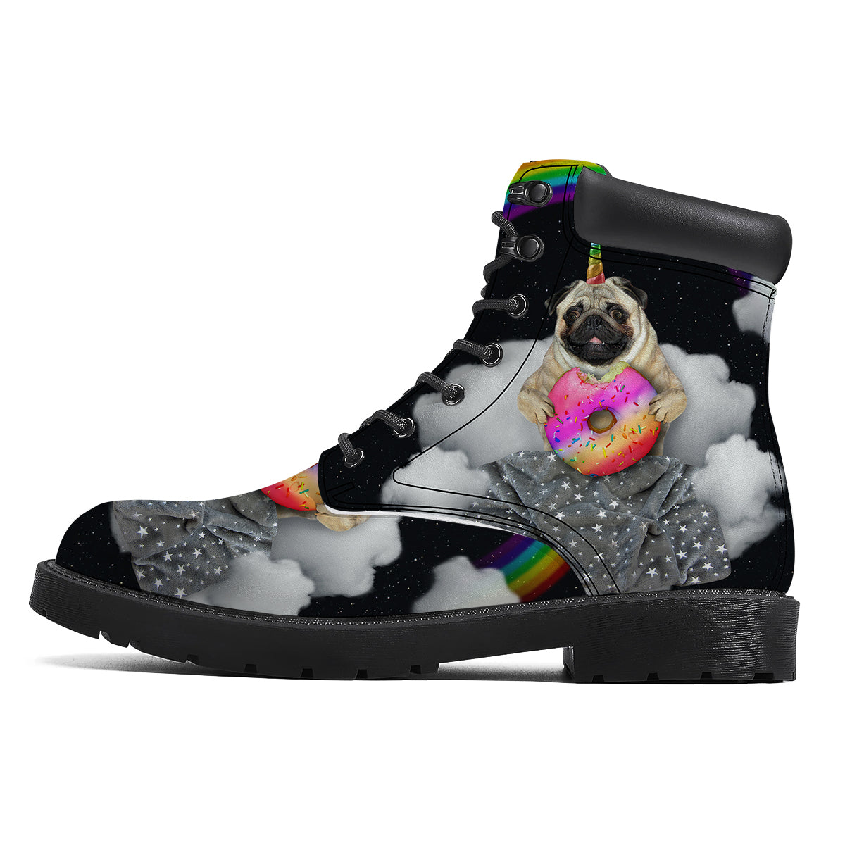 Cute Pug Unicorn Print Boots-grizzshop