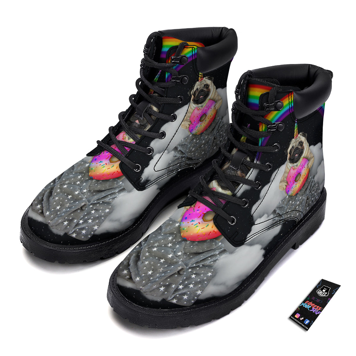 Cute Pug Unicorn Print Boots-grizzshop