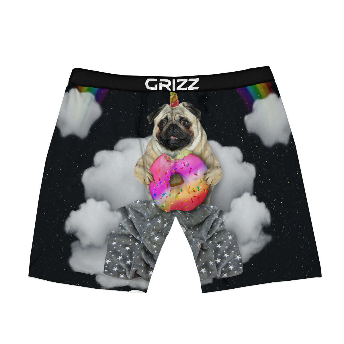 Cute Pug Unicorn Print Boxer Briefs-grizzshop